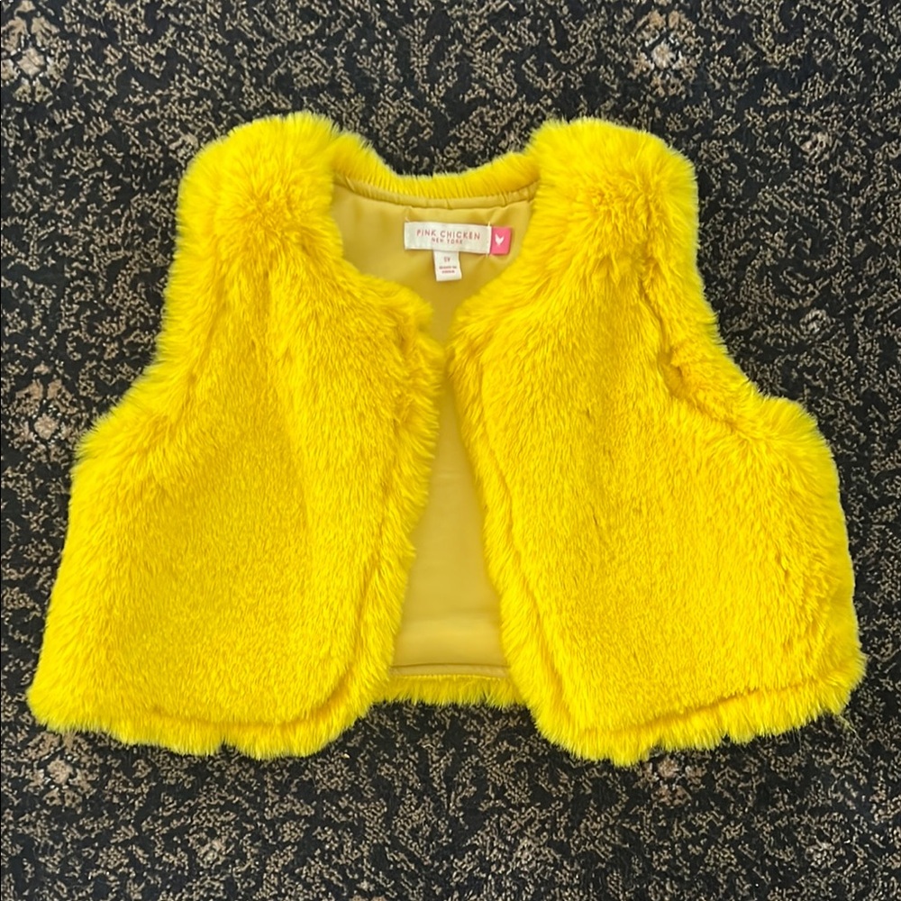 Pink Chicken Vibrant Yellow Faux Fur Vest